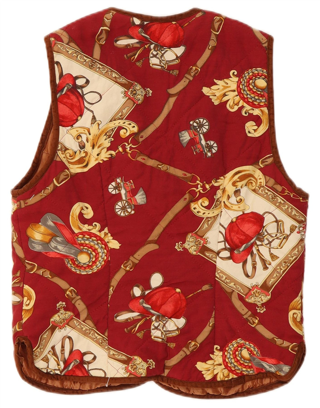 Vestă vintage pentru femei cu model abstract de călărie UK 12 roșu mediu