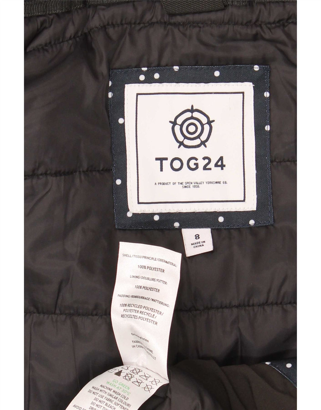 Tog 24 Jachetă căptușită supradimensionată cu glugă pentru femei UK 8 Small Black Colorblock