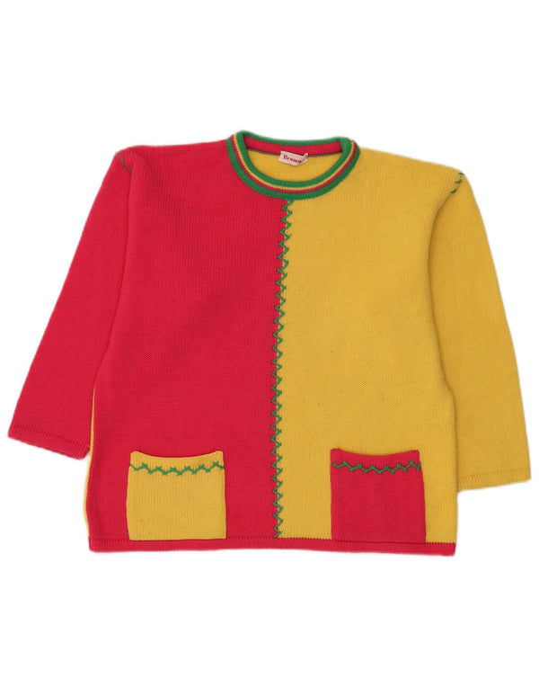 Pulover Brummell pentru femei cu gât turnat, UK 12 Medium Yellow Colorblock