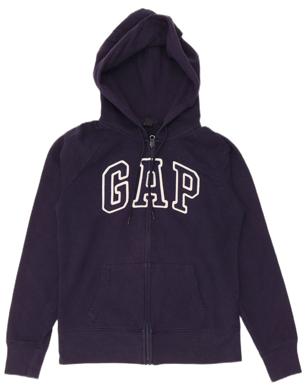 Gap Pulover cu capota cu fermoar grafic pentru femei UK 10 mic Bumbac bleumarin