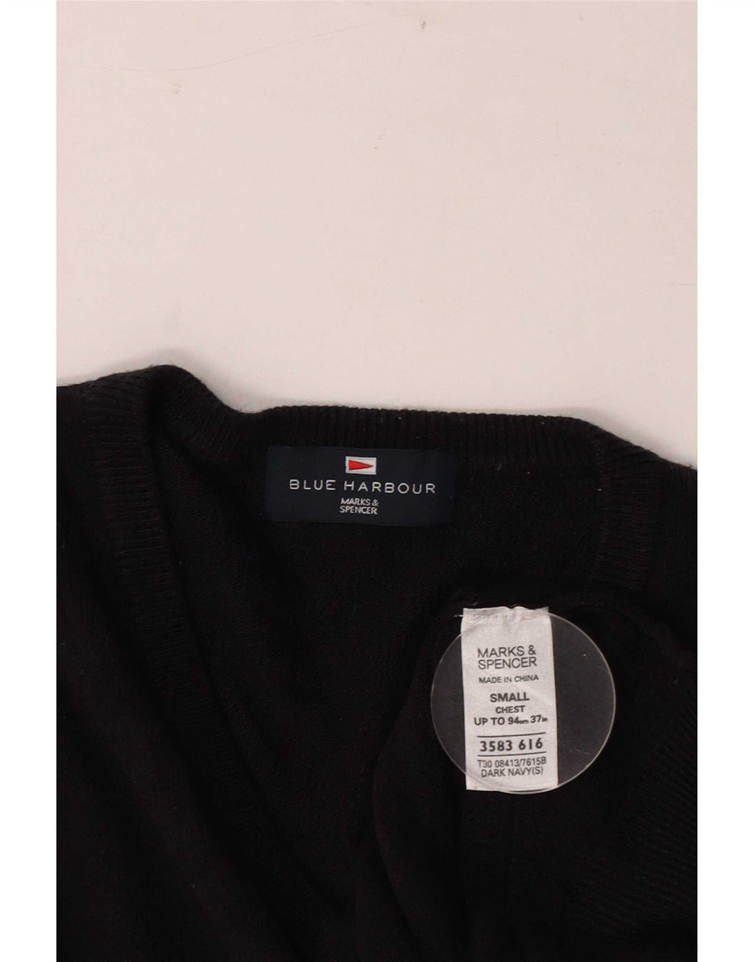 Pulover Marks & Spencer pentru bărbați, Blue Harbour, cu decolteu în V, mic, bleumarin