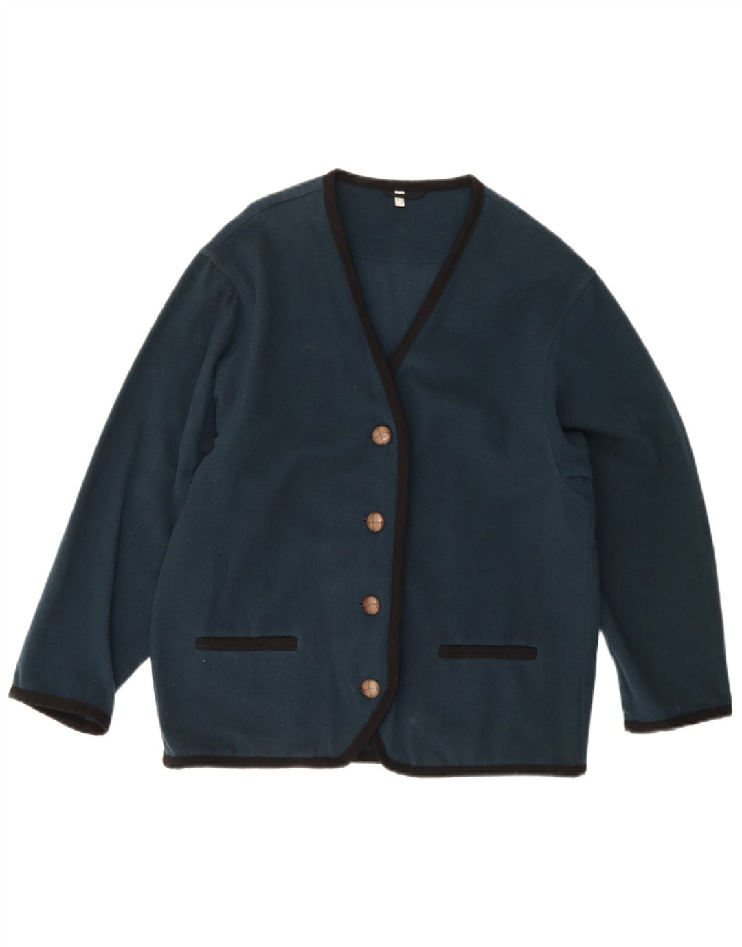 Pulover Cardigan Vintage pentru Damă UK 12 Mediu Lână bleumarin