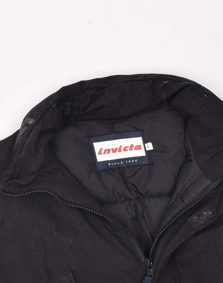 INVICTA Mens Windbreaker Jacket UK 40 Large Black Polyamide | Vintage | Thrift | Second-Hand | Used Clothing | Messina Hembry 
