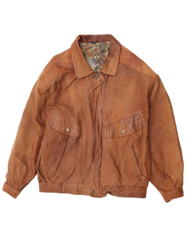 Jachetă de piele vintage pentru bărbați UK 42 XL din piele maro