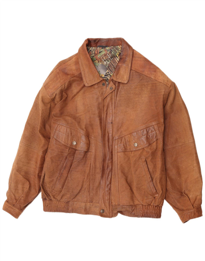 Jachetă de piele vintage pentru bărbați UK 42 XL din piele maro