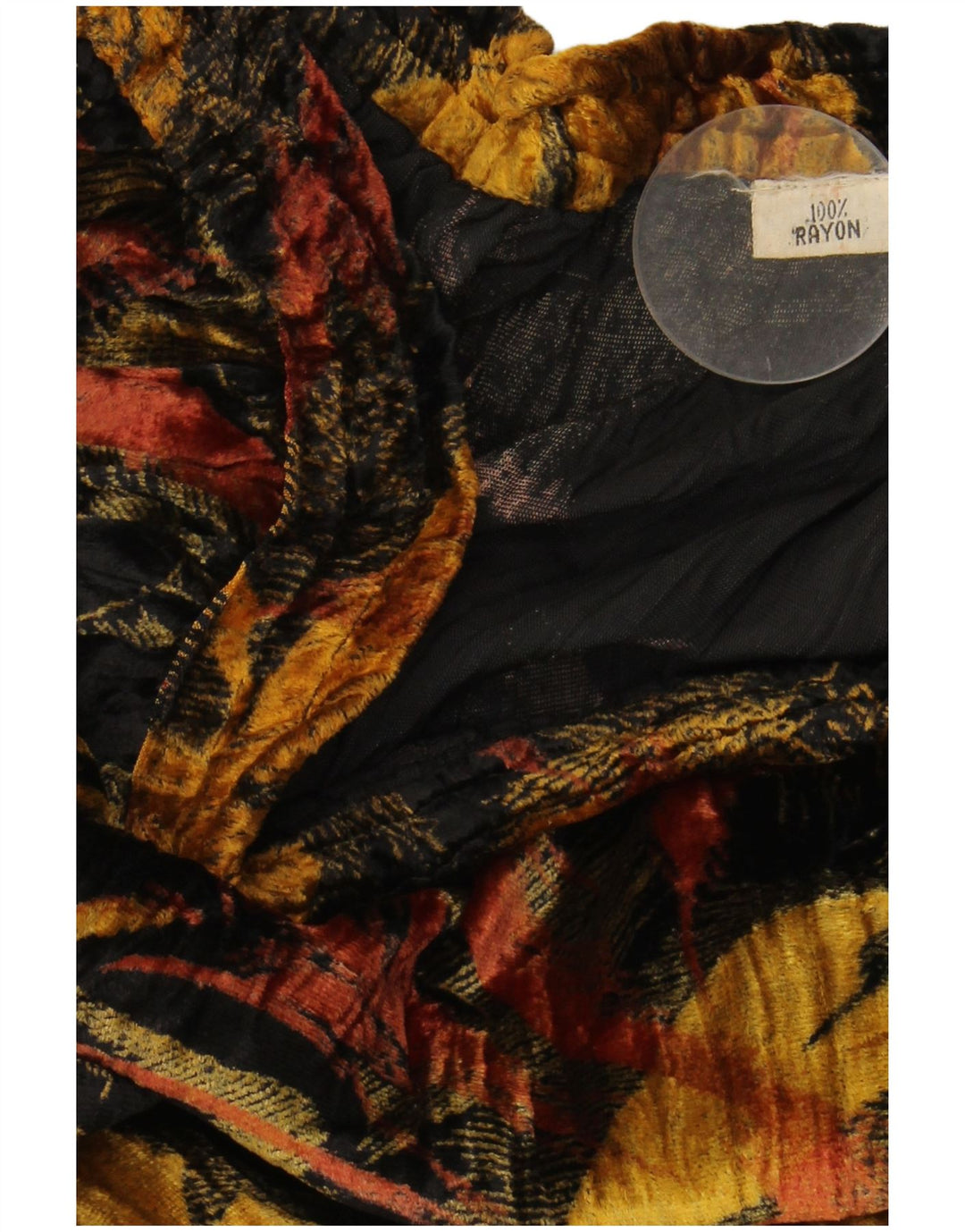 VINTAGE Fusta A-Line din Velour pentru Femei W38 XL Negru Floral Rayon