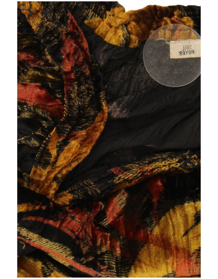 VINTAGE Fusta A-Line din Velour pentru Femei W38 XL Negru Floral Rayon