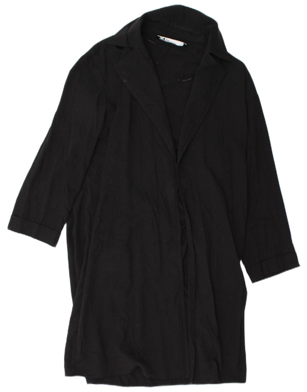 Pardesiu deschis pentru femei Zara UK 14 Medium Black Lyocell