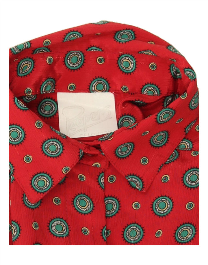 VINTAGE Womens Shirt Blouse UK 16 Large Red Geometric Polyester Vintage Vintage and Second-Hand Vintage from Messina Hembry 