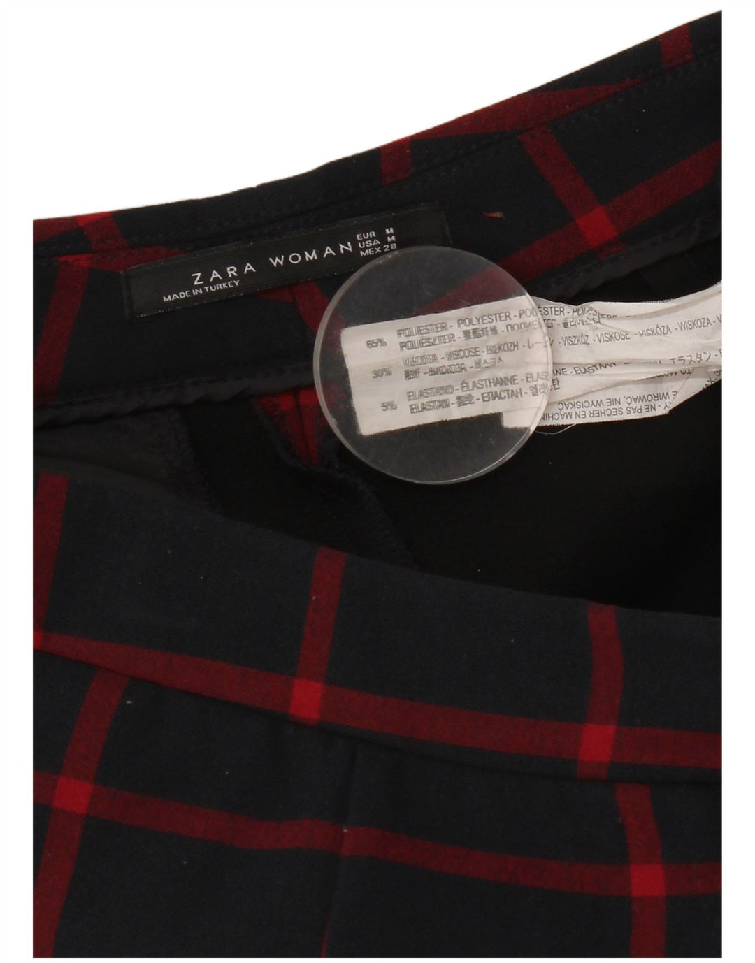 Pantaloni chino skinny pentru femei Zara Mediu L28 L29 Poliester cu carouri bleumarin