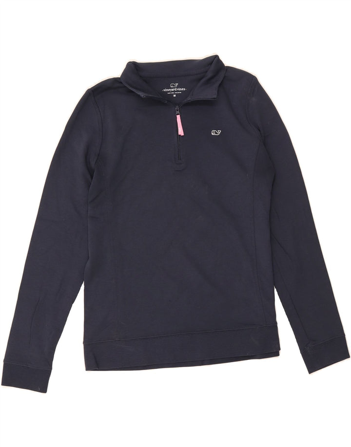 VINEYARD VINES Womens Zip Neck Sweatshirt Jumper UK 14 Medium Navy Blue Vintage Vineyard Vines and Second-Hand Vineyard Vines from Messina Hembry 