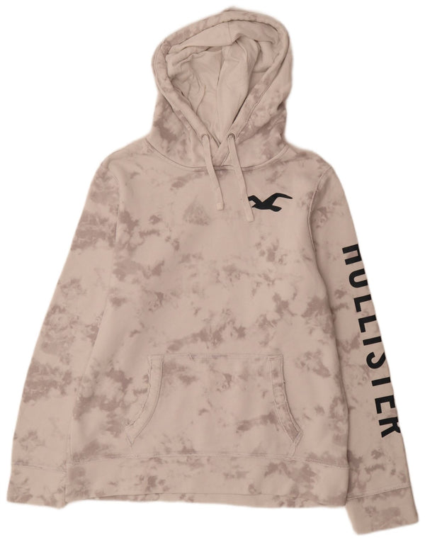 Hollister Mens Graphic Hoodie Jumper Medium Gri Tie Dye Bumbac