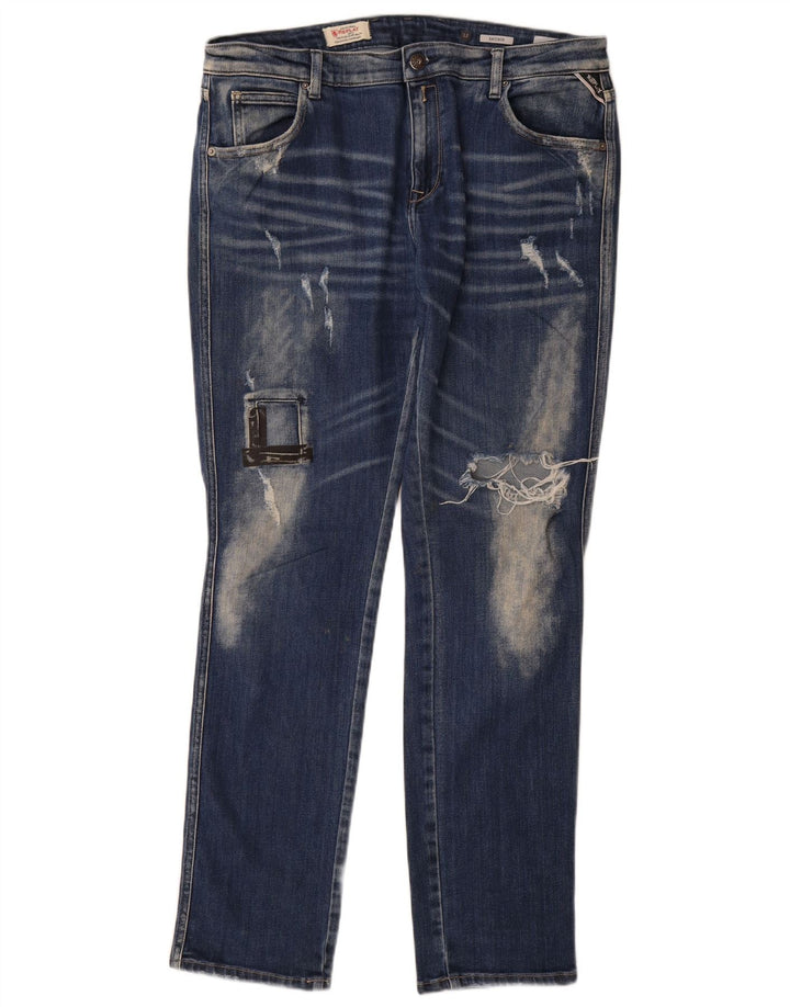 Replay blugi slim pentru femei Katewin distressed W32 L32 bumbac albastru