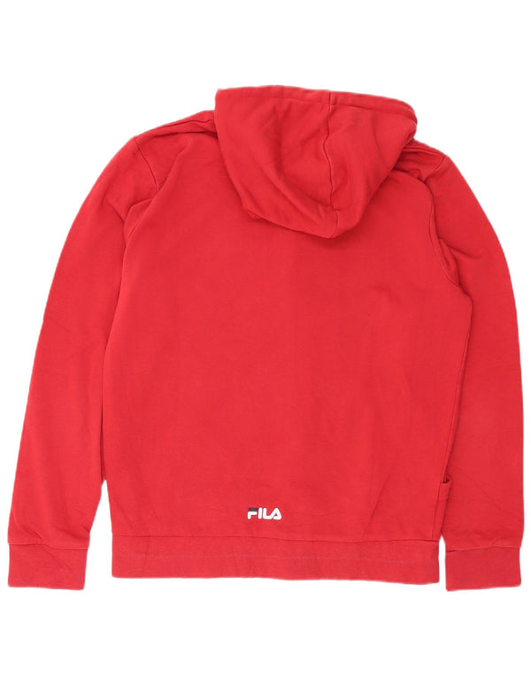 Fila Mens Graphic Zip Hoodie Sweater Medium Red Cotton