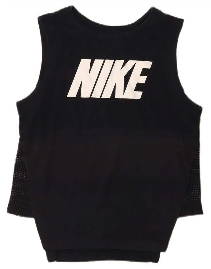 Top cu vestă grafică NIKE pentru femei UK 10 Small Black Sintetic