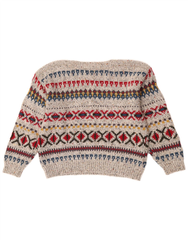 Mayon Pulover supradimensionat pentru femei cu gât de barcă EU 38 Medium Gri Fair Isle