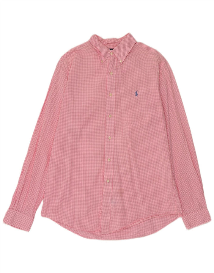 Cămașă personalizată pentru bărbați Ralph Lauren, bumbac vichy, roz mediu