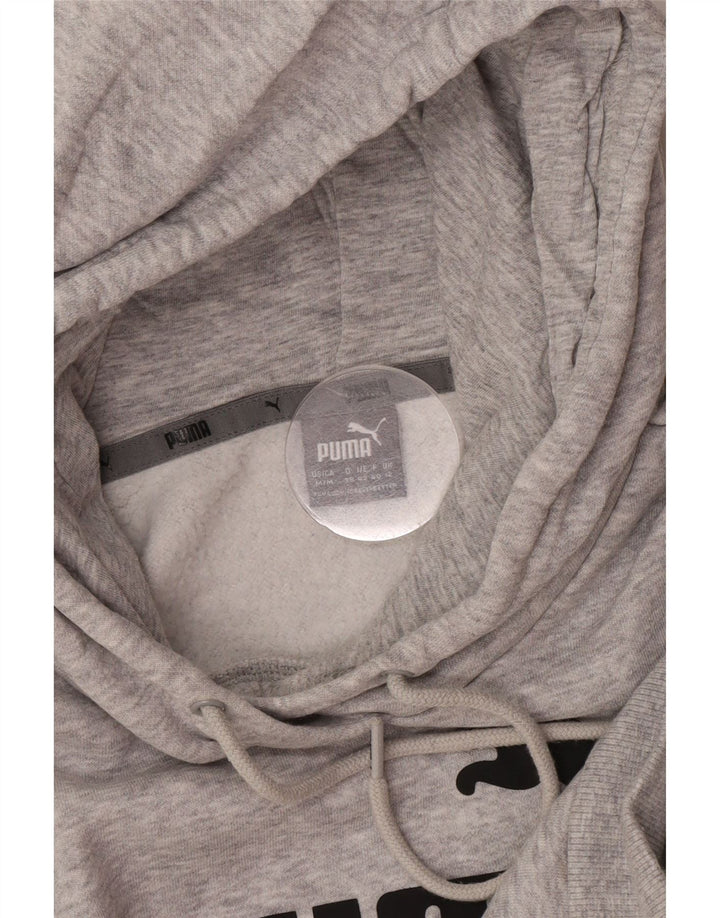 Pulover cu glugă grafic Puma pentru femei UK 12, poliester cu pături gri mediu