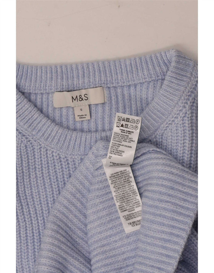 Pulover pentru femei Marks & Spencer, cu gât de barcă, UK 10, poliester albastru mic
