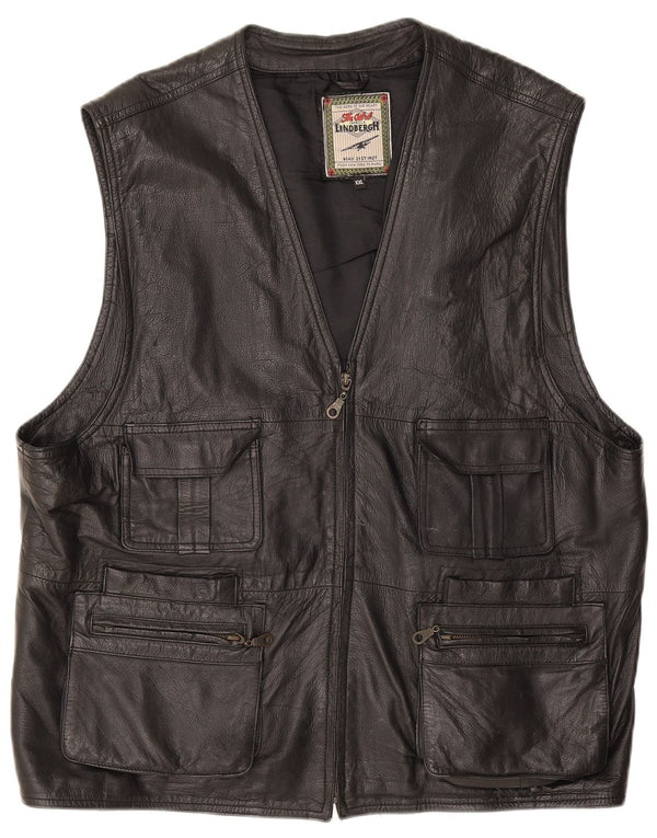 Gilet din piele pentru bărbați Lindbergh UK 44 2XL negru