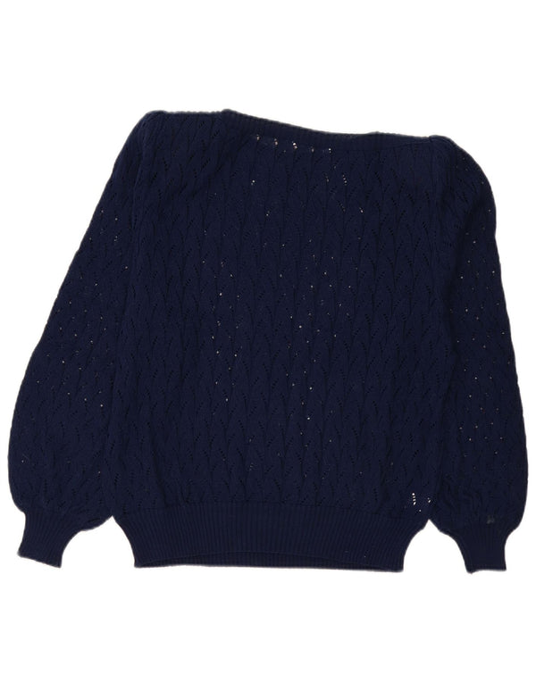Pulover de damă Luciana cu gât barcă IT 50 XL bumbac bleumarin