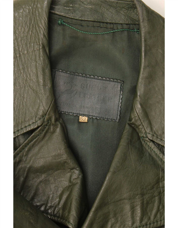 Geacă de piele vintage pentru bărbați IT 52 XL kaki