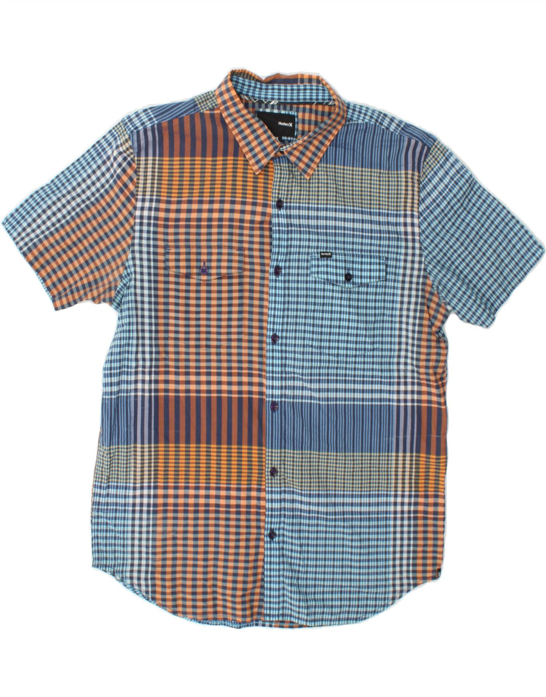 HURLEY Mens Short Sleeve Shirt XL Multicoloured Check Cotton Vintage Hurley and Second-Hand Hurley from Messina Hembry 