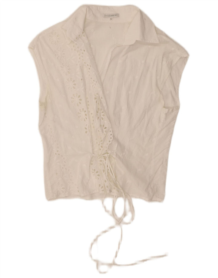 Bluză cămașă Wrap fără mâneci Naracamicie UK 12 Medium White