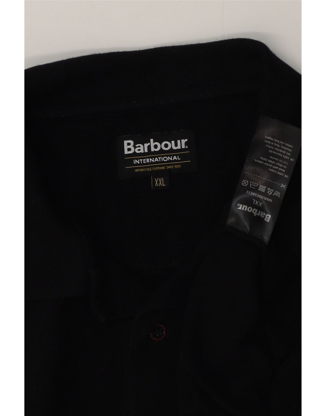 BARBOUR Tricou polo cu mânecă lungă pentru bărbați 2XL bumbac negru