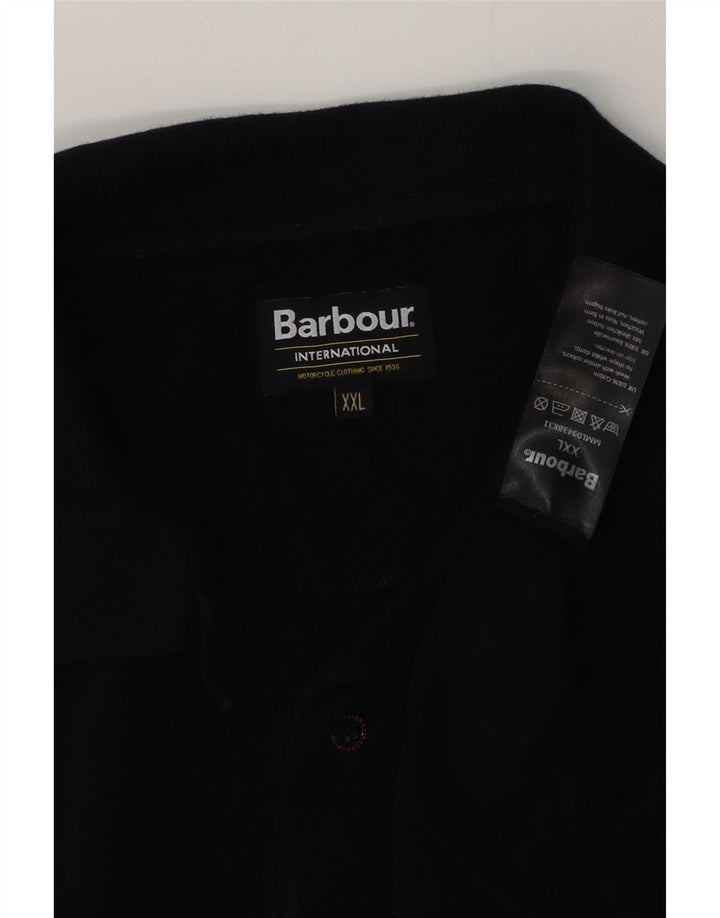 BARBOUR Tricou polo cu mânecă lungă pentru bărbați 2XL bumbac negru