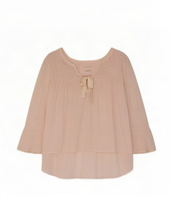 Odd Molly Cravată cu mânecă lungă pentru femei în față See Through Top UK 12 Medium Pink