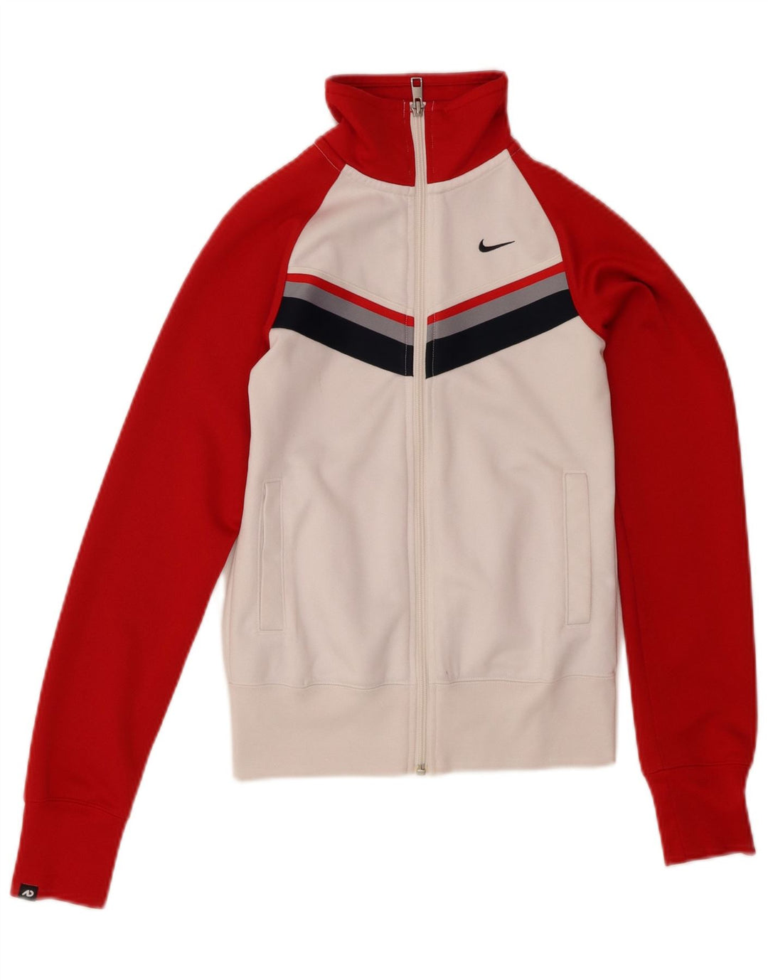 NIKE Womens Tracksuit Top Jacket UK 6 XS White Colourblock Polyester