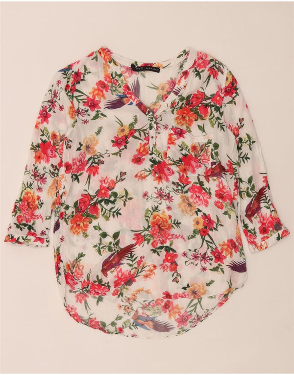 Bluză pentru femei Zara cu mâneci 3/4 UK 12 Medium Multicolor Floral