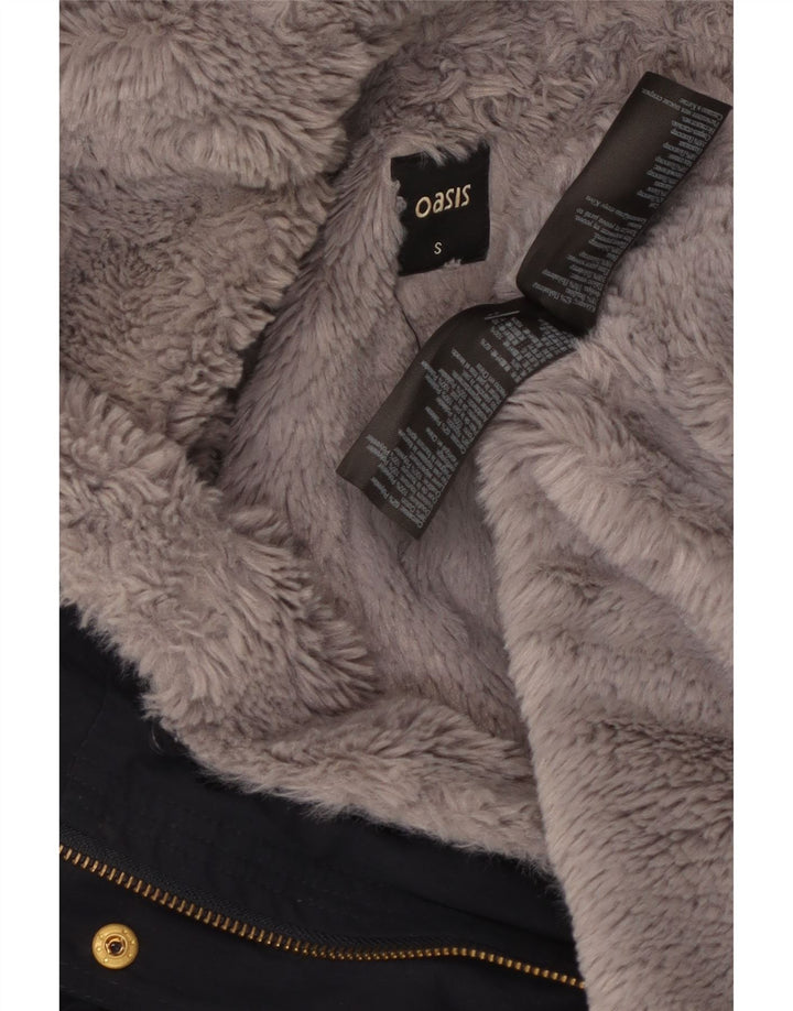 Jachetă parka Sherpa cu glugă pentru femei Oasis UK 10 Poliester bleumarin mic