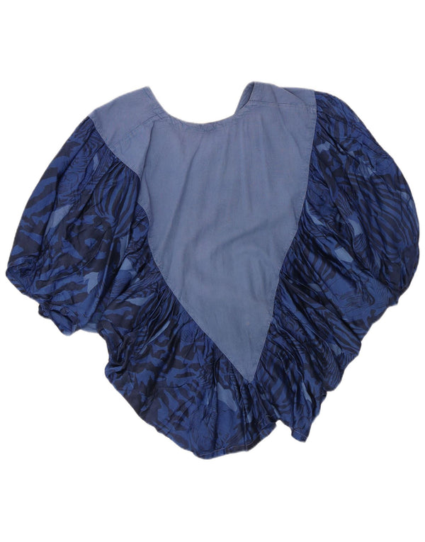 Bluză Vintage pentru femei Liliac, Marea Britanie 14 Medium Blue Animal Print