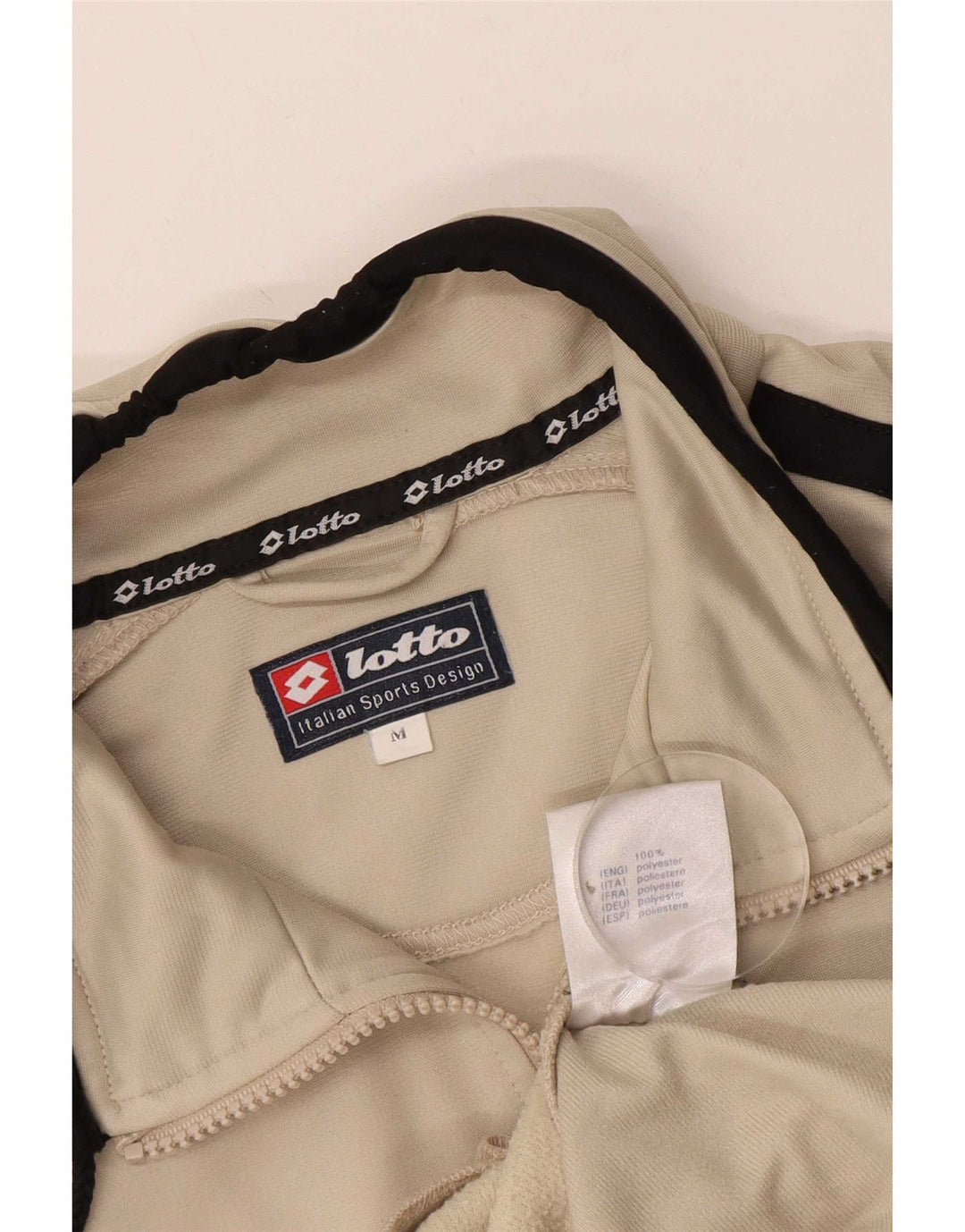 Lotto Mens Trening Top Jacket Medium Bej Colorblock Poliester