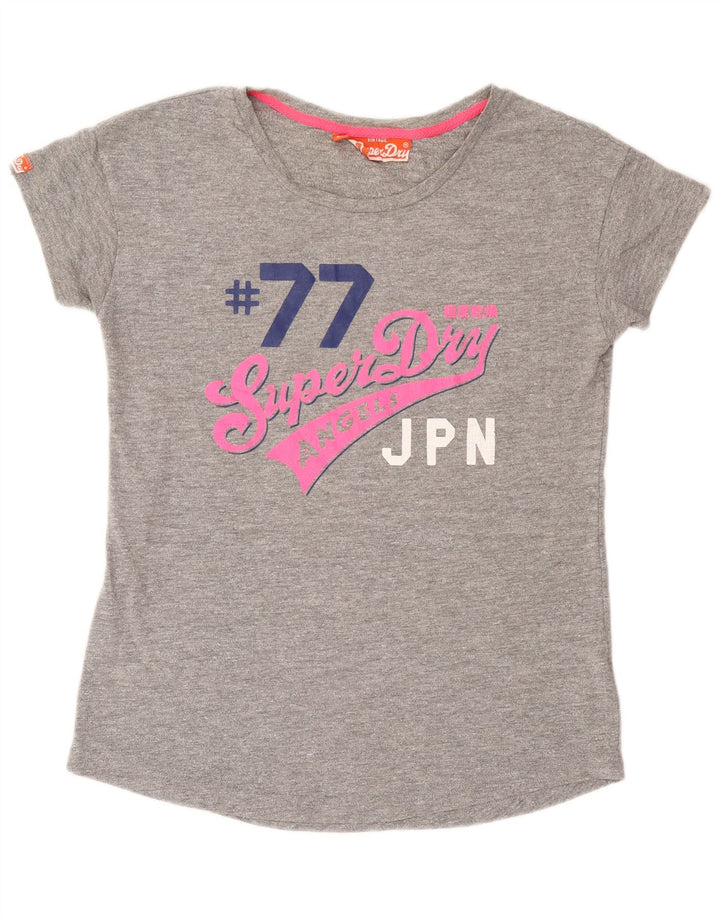Tricou grafic Superdry pentru femei Top UK 14 mare bumbac gri