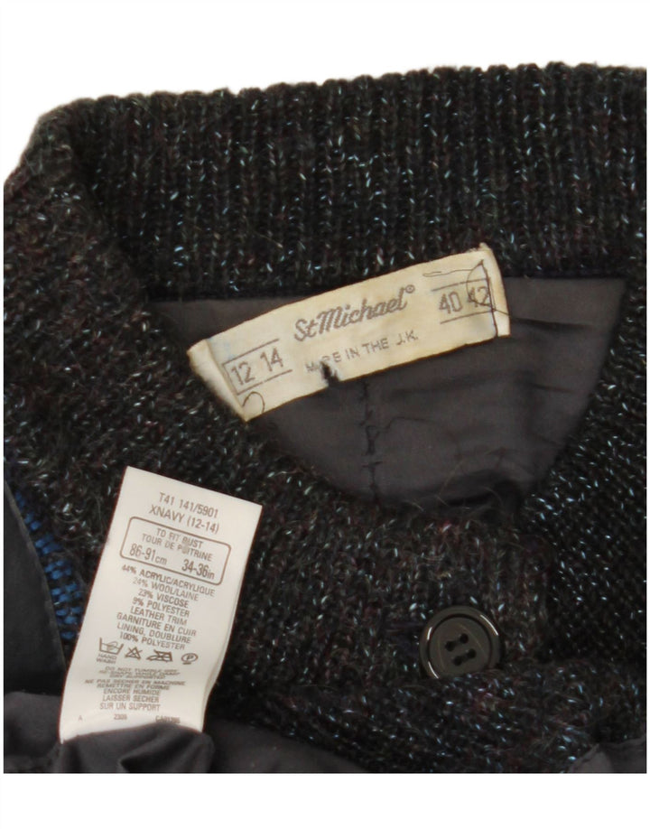 ST MICHAEL Womens Cardigan Sweater UK 12/14 Medium Multicoloured Check