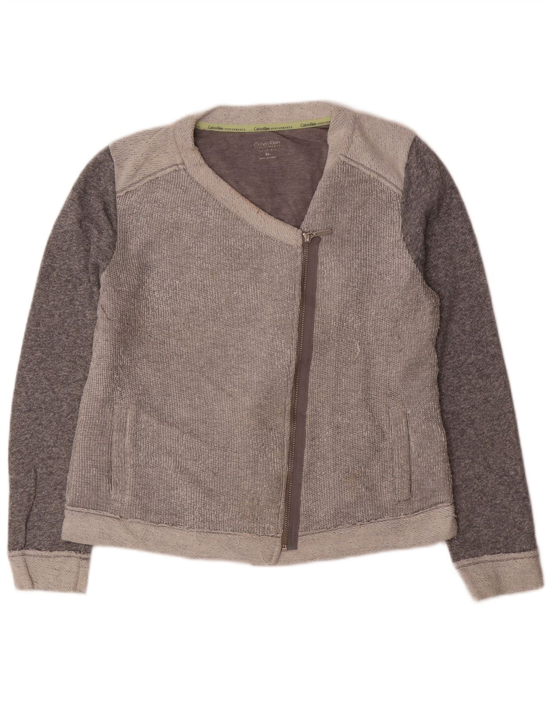 Pulover cardigan pentru femei CALVIN KLEIN UK 18 XL, bumbac color bloc, gri