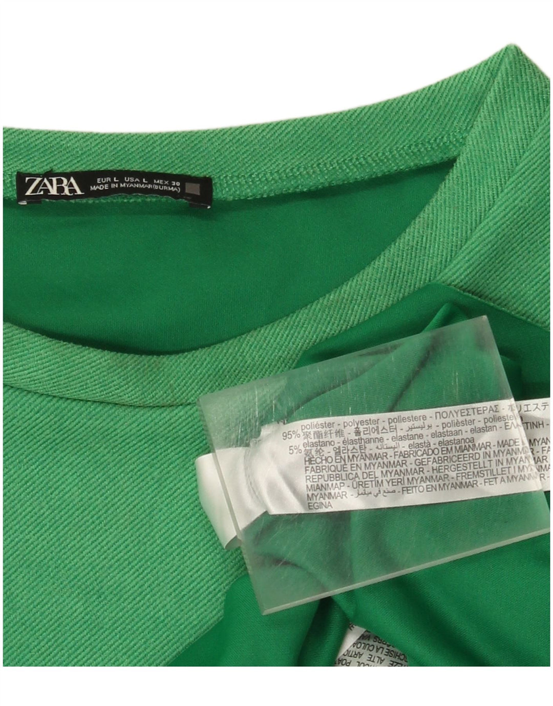 Rochie teacă pentru femei Zara UK 16 Poliester verde mare