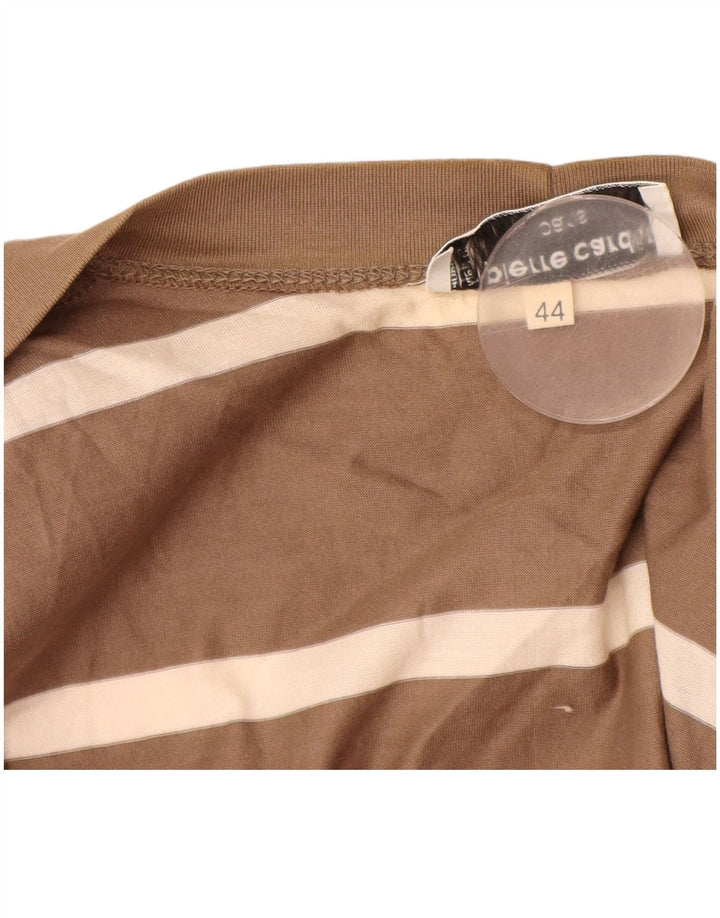 PIERRE CARDIN Pulover cardigan cu paragate pentru femei IT 44 Maro Mediu cu dungi