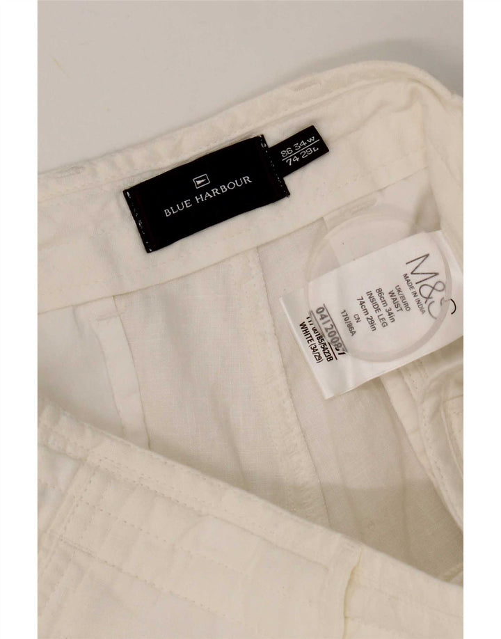 Marks & Spencer Pantaloni chino drepți Blue Harbour pentru bărbați L34 L29 alb