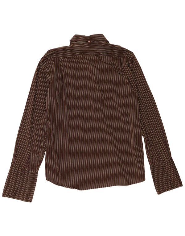 Cămașă formală pentru bărbați Hugo Boss XL, bumbac cu dungi maro