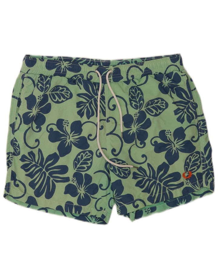 Pantaloni scurți de înot obișnuiți pentru bărbați Fred Perry, mari, verde, florale, din poliamidă