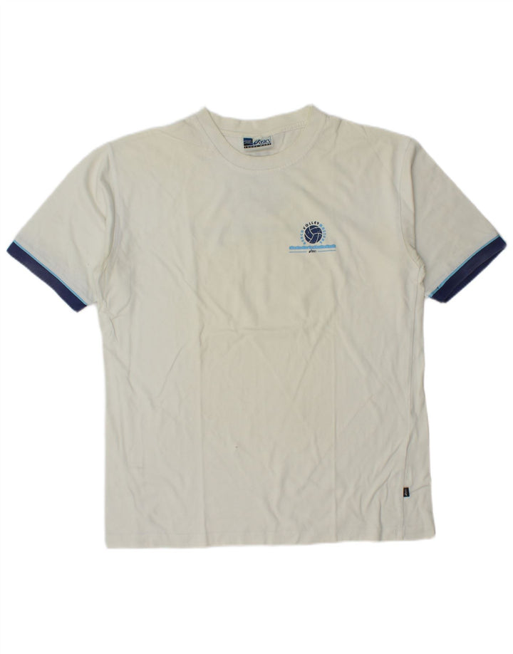 Tricou grafic Asics pentru bărbați Top mare, alb, din bumbac color bloc