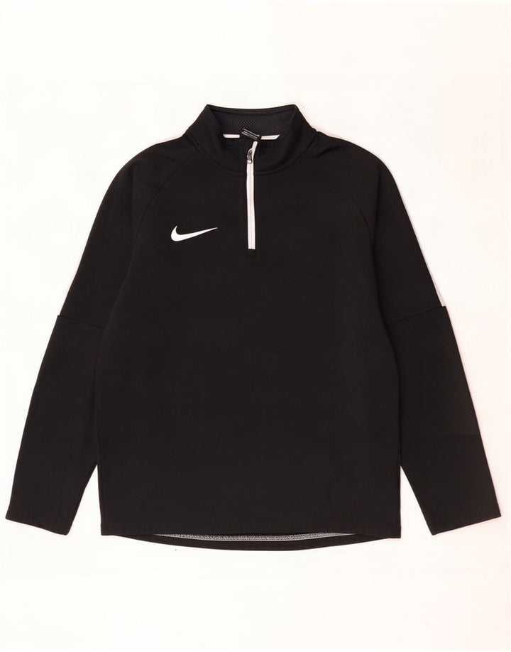 Top de trening pentru bărbați Dri Fit, cu fermoar și gât, color block, negru