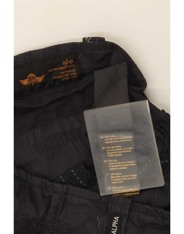 Pantaloni scurți cargo pentru bărbați Alpha Industries W31, bumbac camuflaj, albastru, mediu