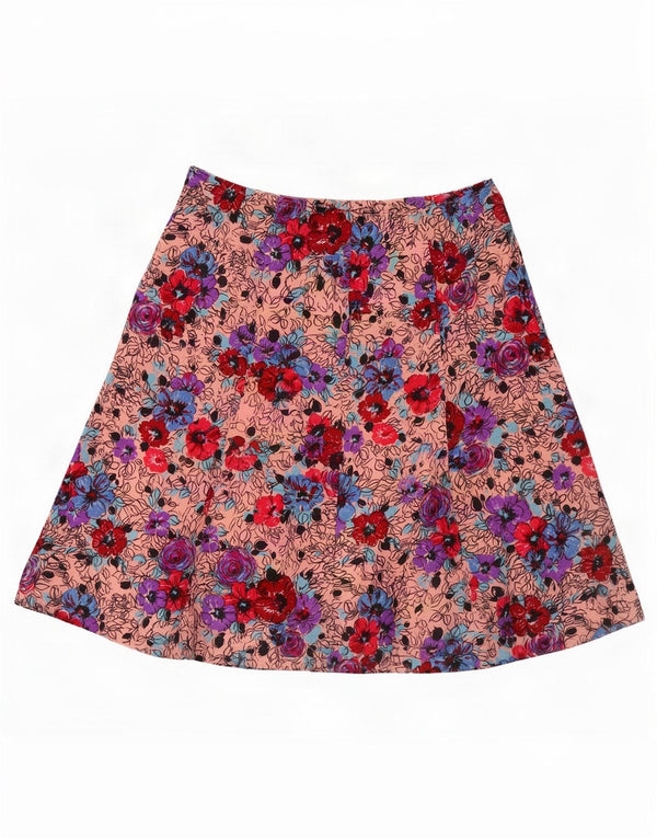 Fustă A-Line pentru femei Vintage IT 40 Small W27 Pink Floral