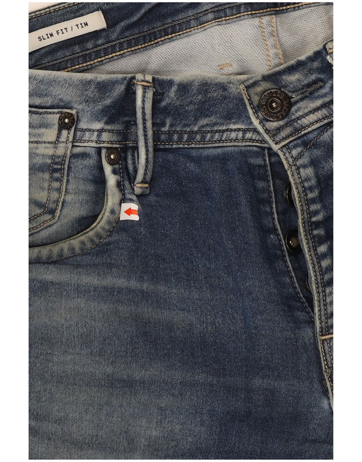 JACK & JONES Blugi Tim Slim pentru bărbați W30 L34 Bumbac albastru