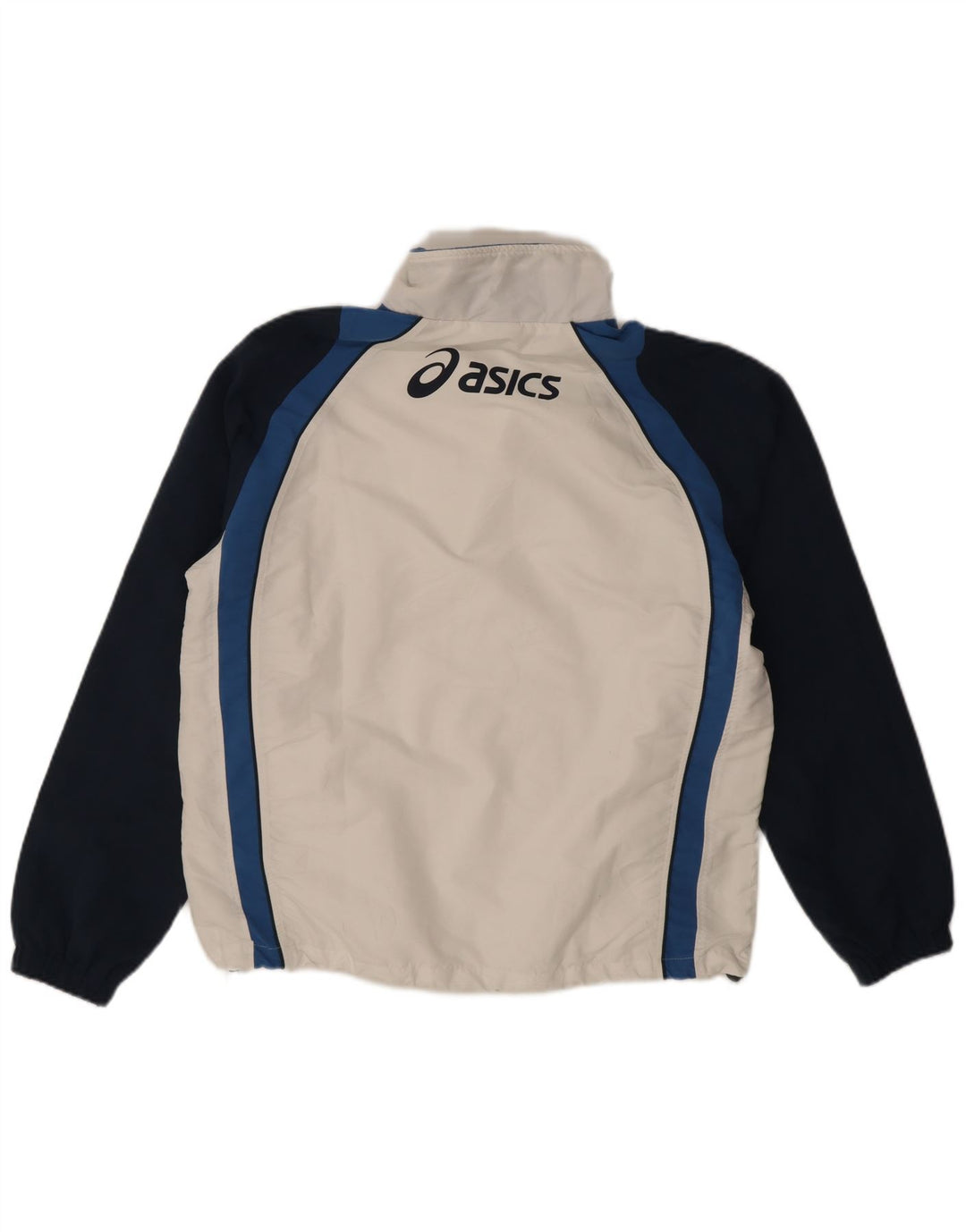 Jachetă de top pentru trening grafic Asics pentru bărbați, mare, alb, din poliester bloc de culoare